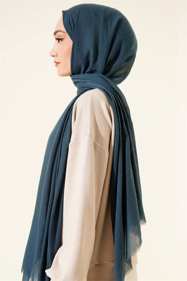 Aya Series Thin Cotton Scarf Petrol Green -35