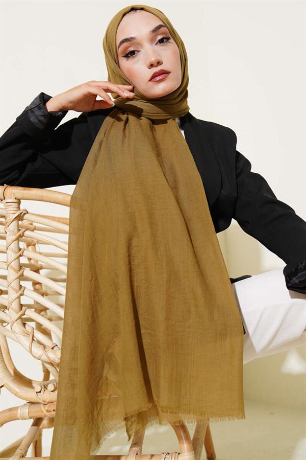 Aya Series Thin Cotton Shawl Olive Green -152