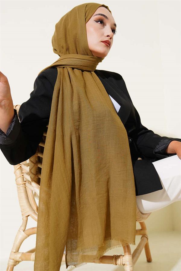 Aya Series Thin Cotton Shawl Olive Green -152