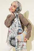 Sunflower Pattern Bamboo Crash Shawl Beige