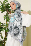 Sunflower Pattern Bamboo Crash Shawl Grey