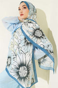 Sunflower Pattern Bamboo Crash Shawl Indigo