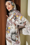 Sunflower Pattern Bamboo Crash Shawl Sand Beige