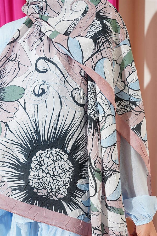 Sunflower Pattern Bamboo Crush Shawl Latte