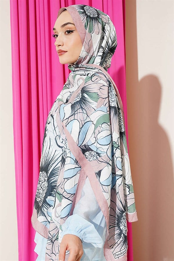 Sunflower Pattern Bamboo Crush Shawl Latte