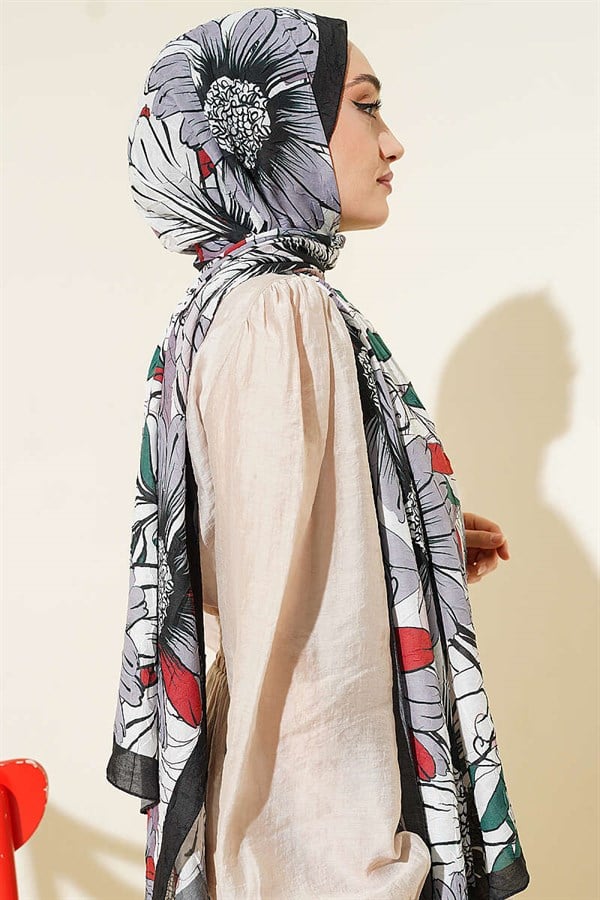 Sunflower Pattern Bamboo Crash Scarf Black