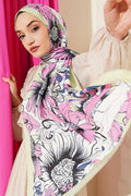 Sunflower Pattern Bamboo Crash Scarf Aqua Green