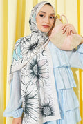 Sunflower Pattern Bamboo Crash Shawl Stone
