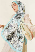 Sunflower Pattern Bamboo Crash Shawl Turquoise