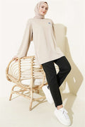 Loisha Tunic with Teddy Bear Embroidery, Beige