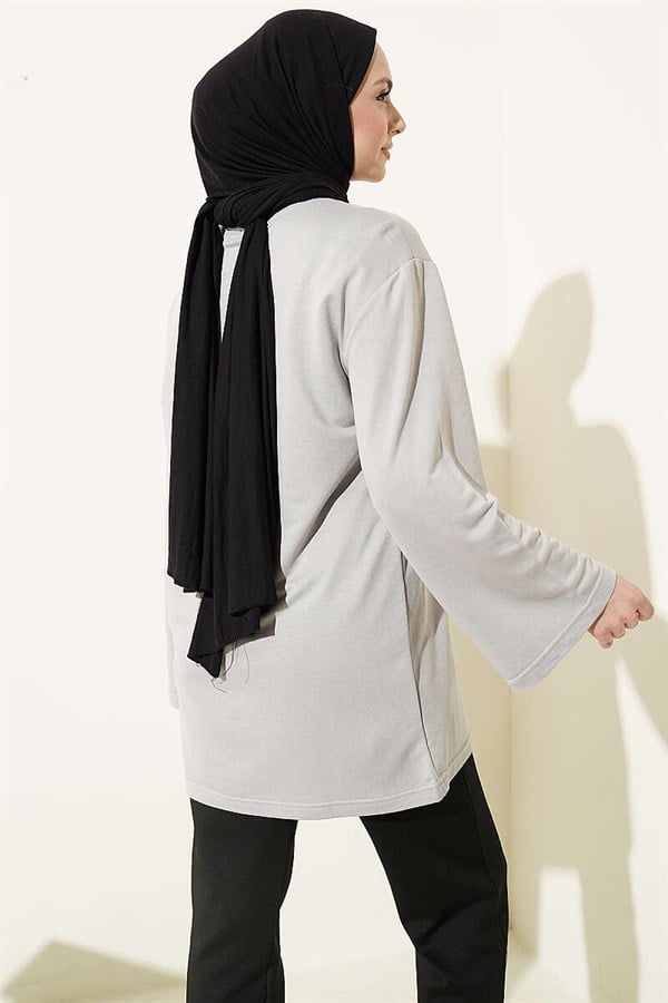 Loisha Tunic with Teddy Bear Embroidery, Grey