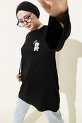 Loisha Tunic with Teddy Bear Embroidery, Black