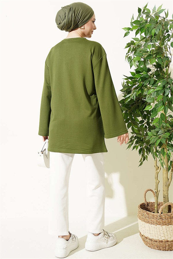 Teddy Bear Embroidered Loisha Tunic Green