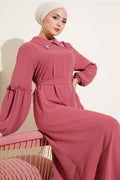 Aerobin Sleeve Gathered Dress Dusty Rose