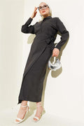 Tie Detailed Tencel Two Piece Skirted Suit Anthracite