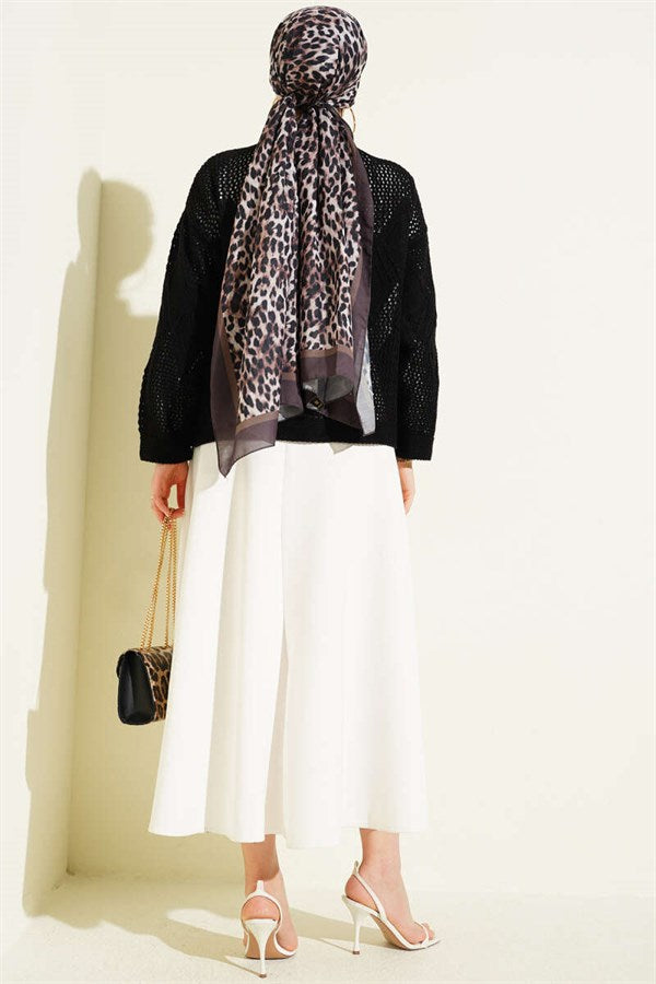 Baklava Pattern Openwork Knit Sweater Black