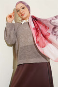 Baklava Pattern Openwork Knit Sweater, Mink