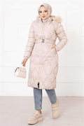 Baklava Pattern Filling Coat Beige