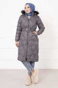 Baklava Pattern Filling Coat Gray