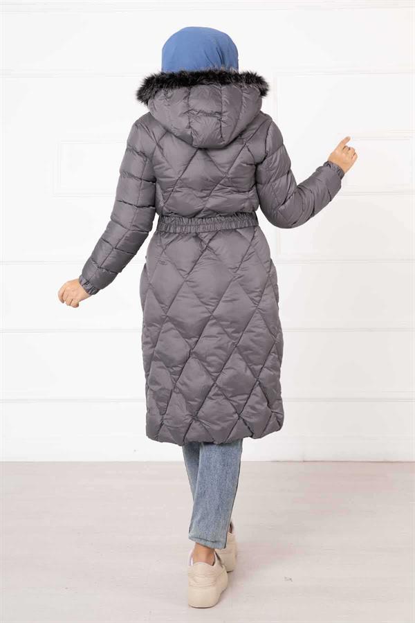 Baklava Pattern Filling Coat Gray