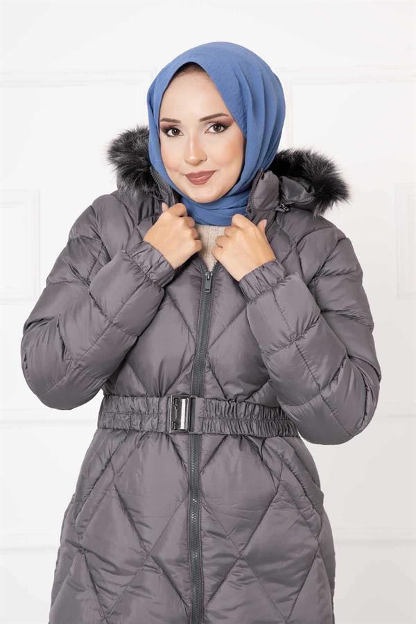 Baklava Pattern Filling Coat Gray