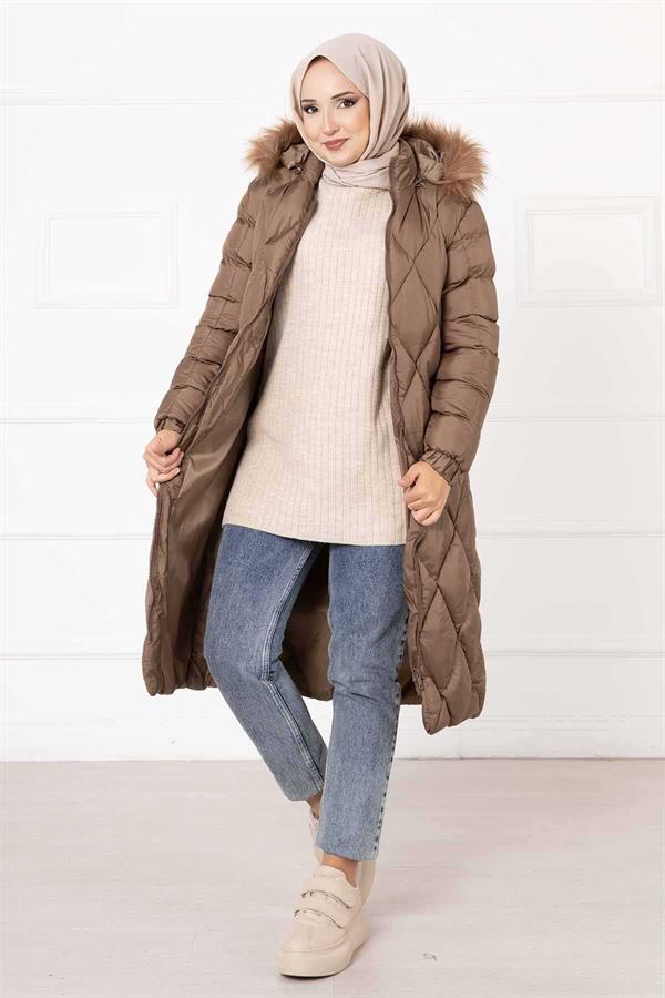 Baklava Pattern Filling Coat Coffee