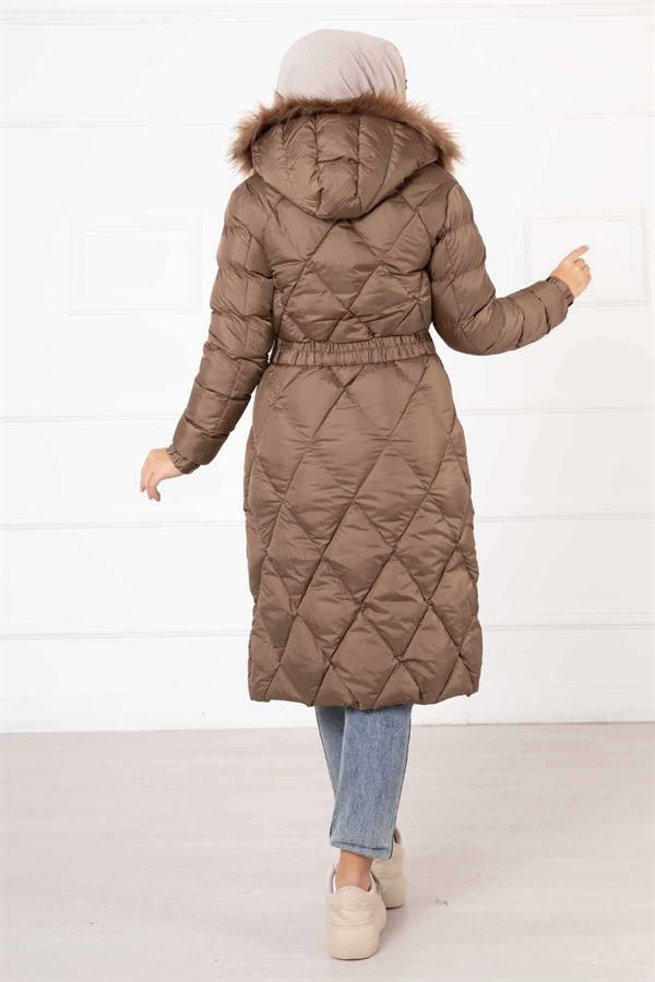 Baklava Pattern Filling Coat Coffee