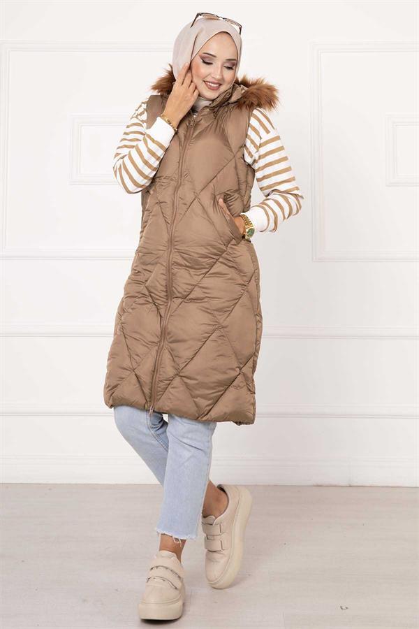 Baklava Pattern Filling Vest Mink