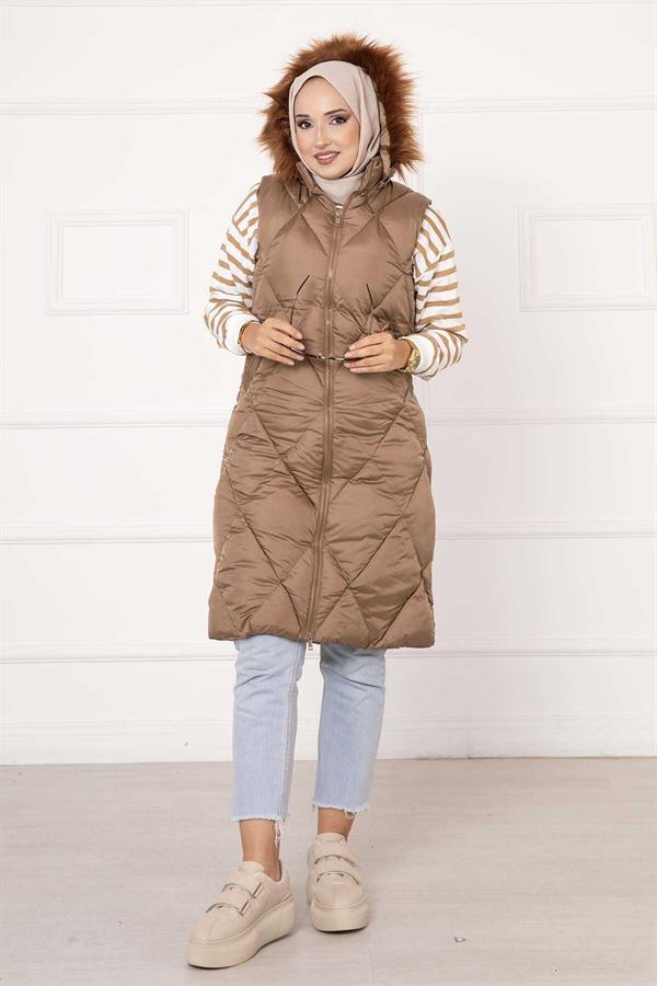Baklava Pattern Filling Vest Mink