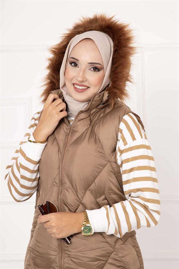 Baklava Pattern Filling Vest Mink
