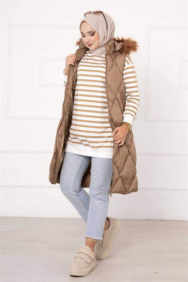 Baklava Pattern Filling Vest Mink