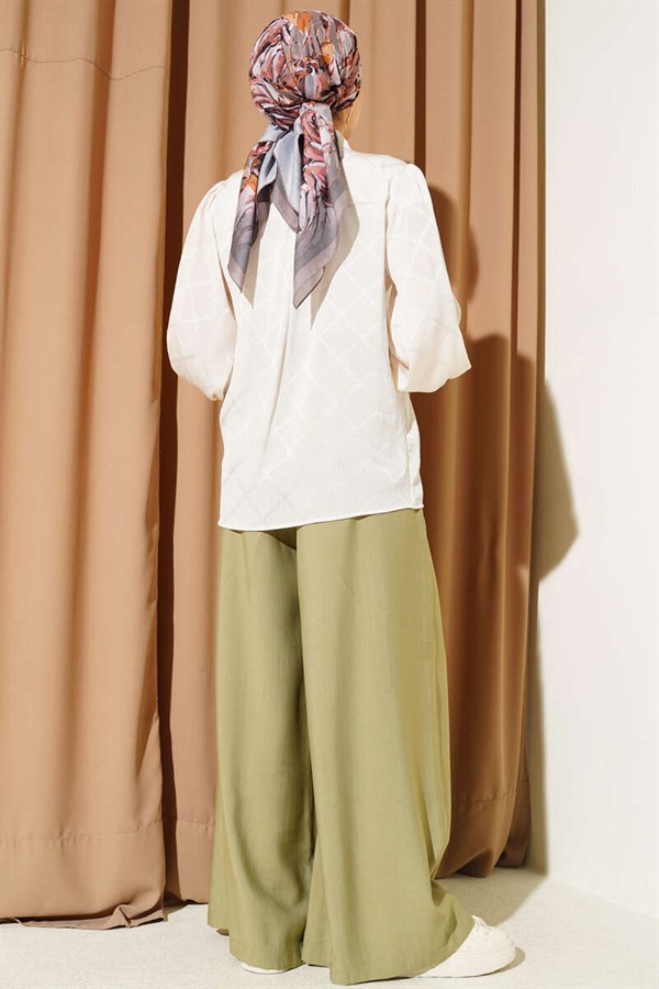 Baklava Pattern Jacquard Shirt Beige