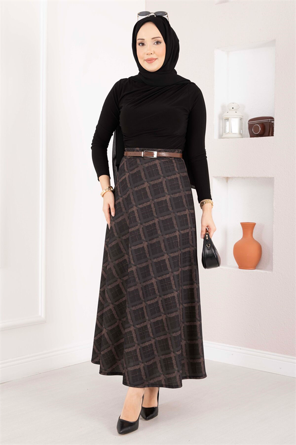 Baklava Pattern Scuba Skirt Anthracite