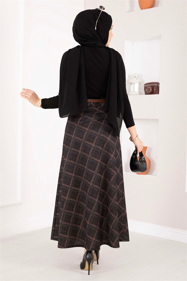Baklava Pattern Scuba Skirt Anthracite