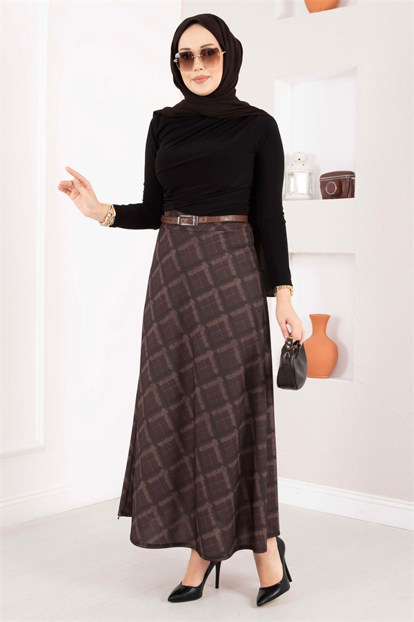 Baklava Pattern Scuba Skirt Coffee