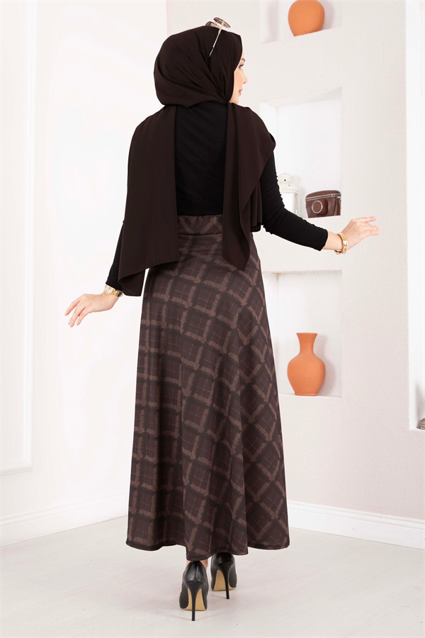 Baklava Pattern Scuba Skirt Coffee