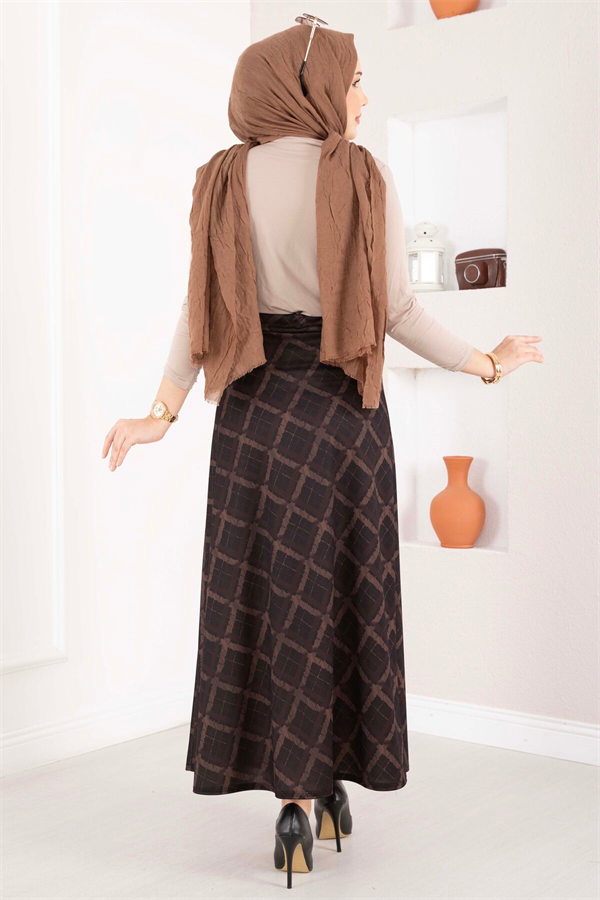 Baklava Pattern Scuba Skirt Black