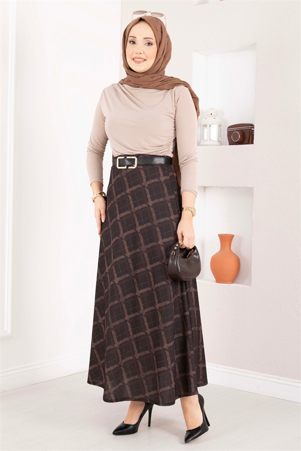 Baklava Pattern Scuba Skirt Black