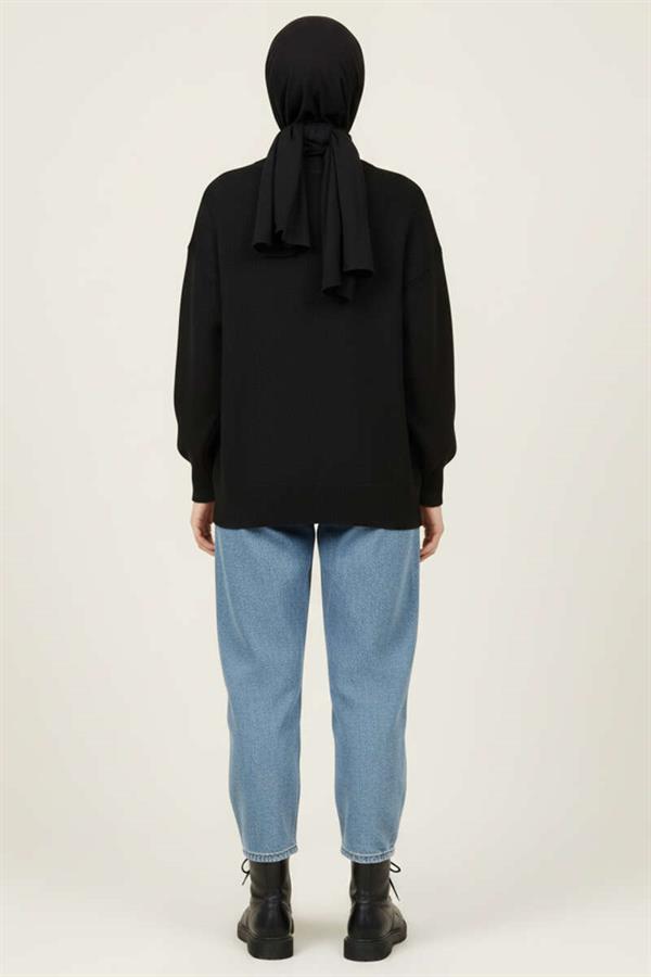 Diamond Pattern Knitwear Sweater Black Claret Red