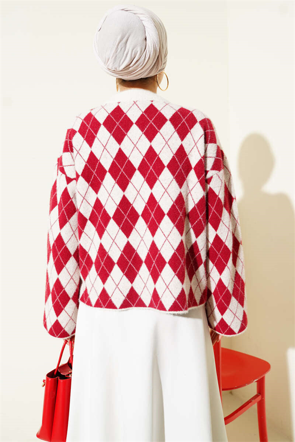 Baklava Patterned Plush Sweater, Beige