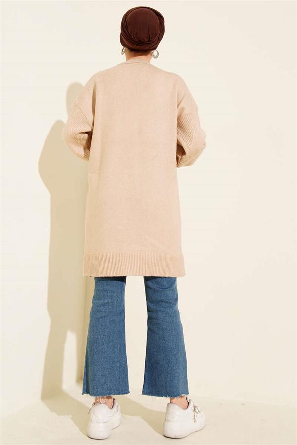 Baklava Embossed Soft Knitwear Tunic Latte