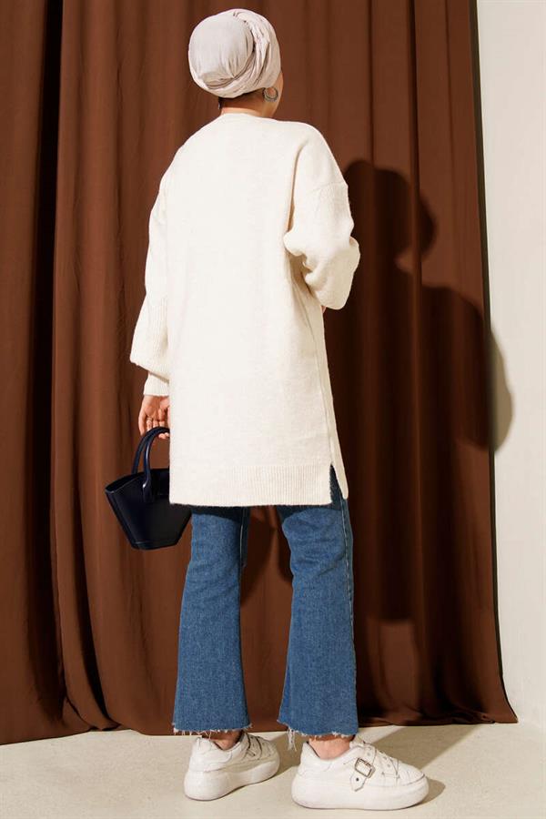 Diamond Embossed Soft Knitwear Tunic Stone