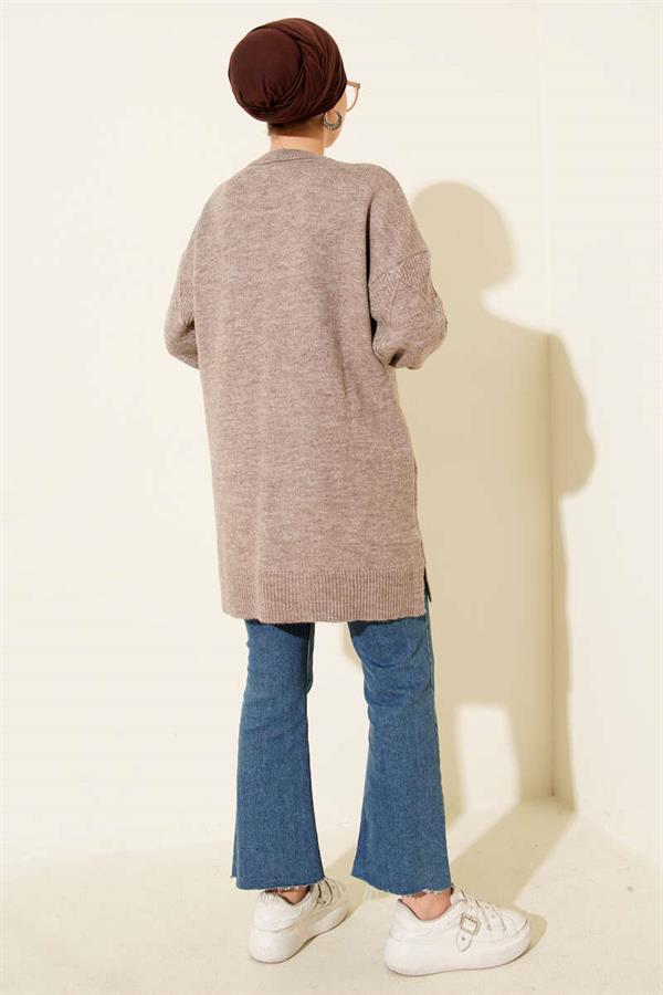 Diamond Embossed Soft Knitwear Tunic Mink