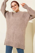 Diamond Embossed Soft Knitwear Tunic Mink
