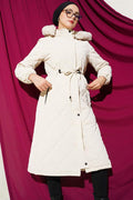 Baklava Quilted Hooded Jacket Beige