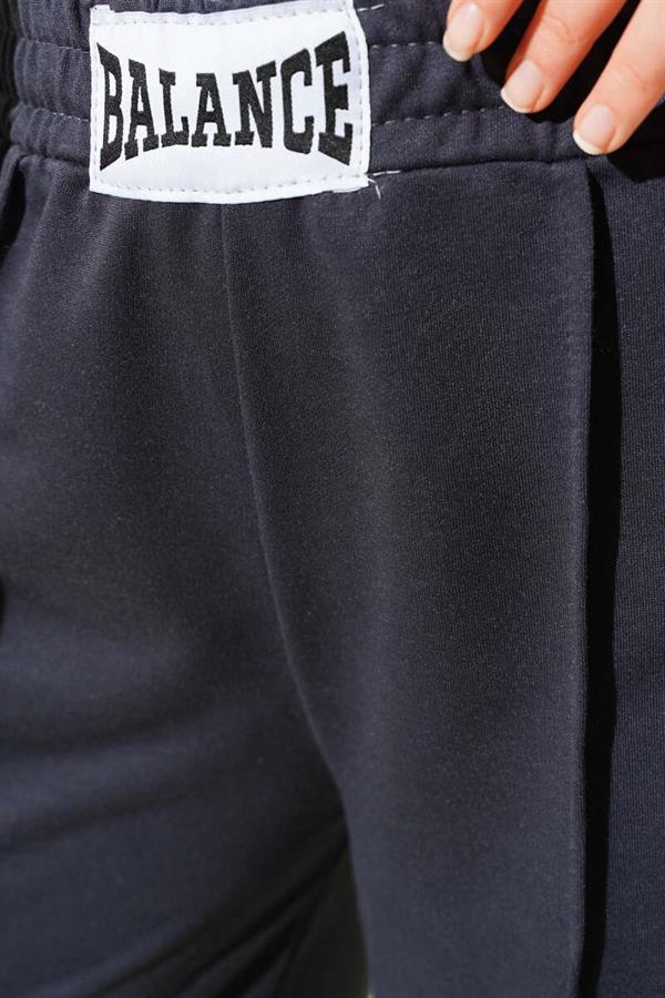 Balance Embroidered Elastic Waist Trousers Anthracite