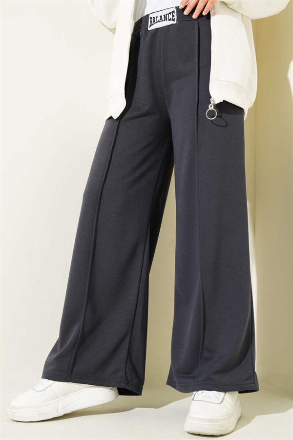 Balance Embroidered Elastic Waist Trousers Anthracite