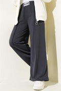 Balance Embroidered Elastic Waist Trousers Smoke