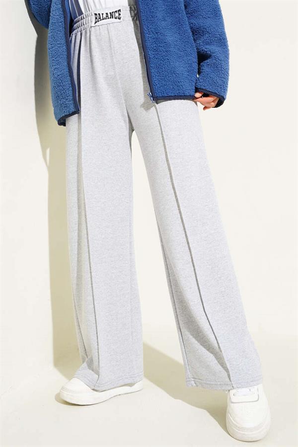 Balance Embroidered Elastic Waist Trousers Grey