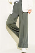 Balance Embroidered Elastic Waist Trousers Khaki